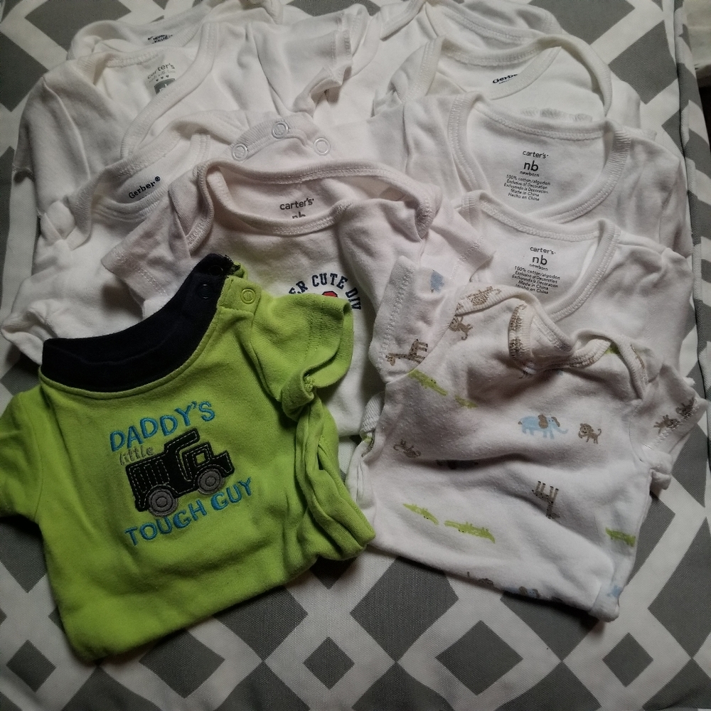 ❤Boys Newborn 10 Piece Bundle Lot Tops/One Pieces